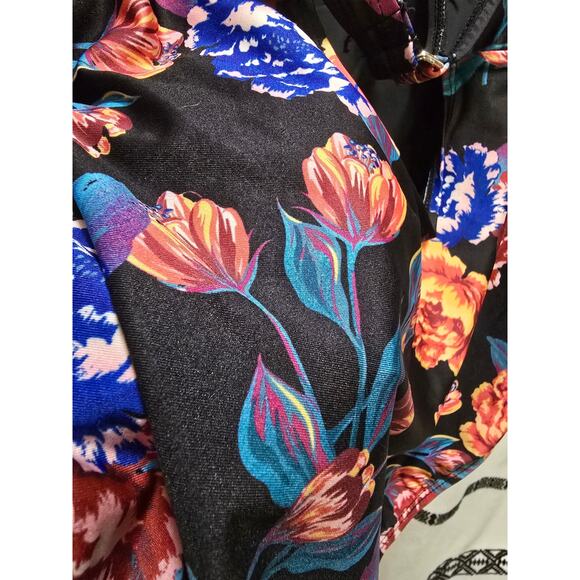 Modcloth floral one piece swimsuit deep v-neck open back XL - Picture 10 of 10